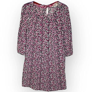 BODEN Circle Print Three Quarter Sleeve Dress Pink Blue White Size 6L